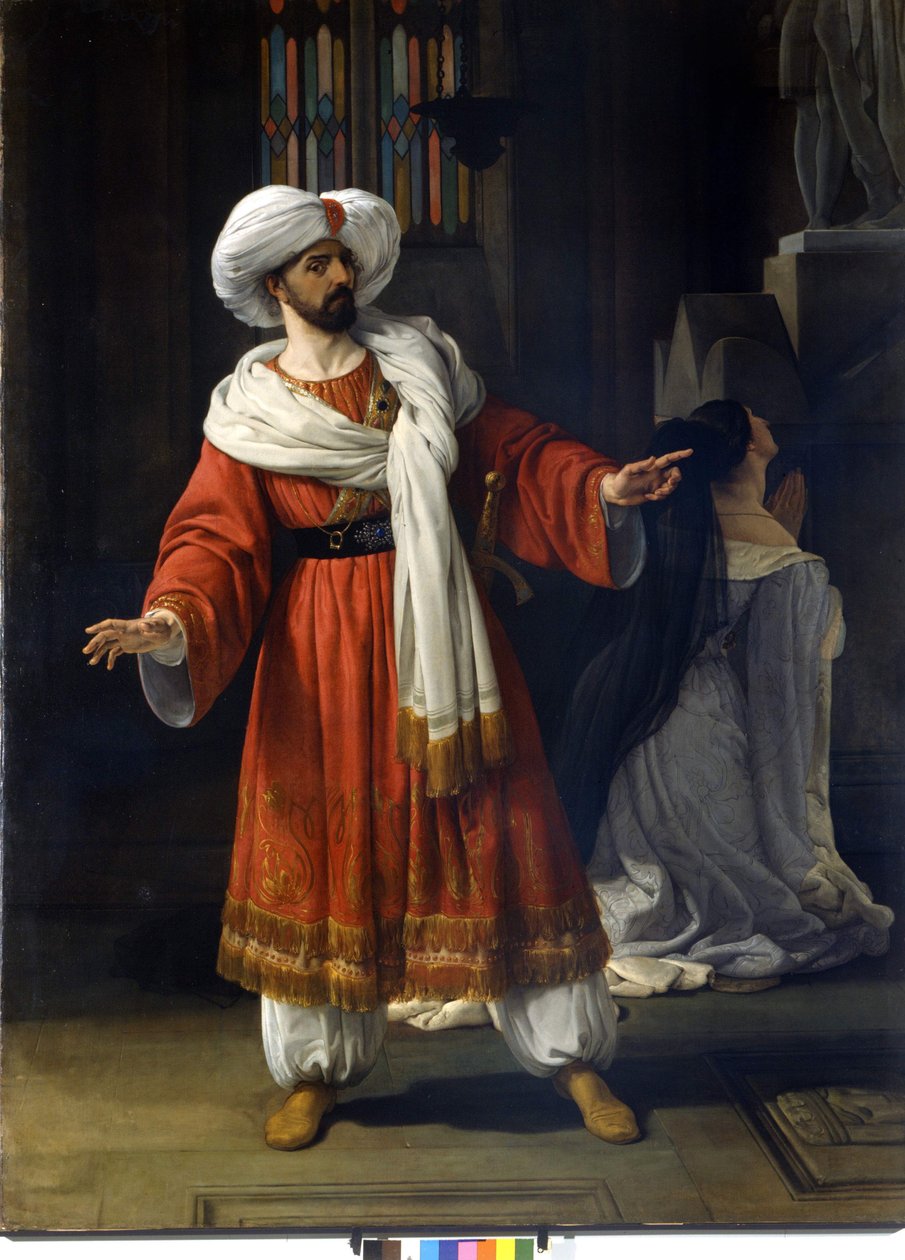 Giovanni David (Davide) italiensk tenor i "Araberna i Gallien" av Giovanni Pacini (1796 - 1867). Målning av Hayez av Francesco Hayez