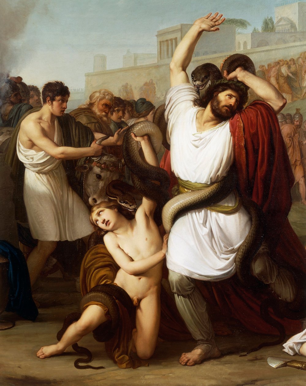 Italien, Milano, målning av den troyanske prästen Laocoon, detalj av Francesco Hayez