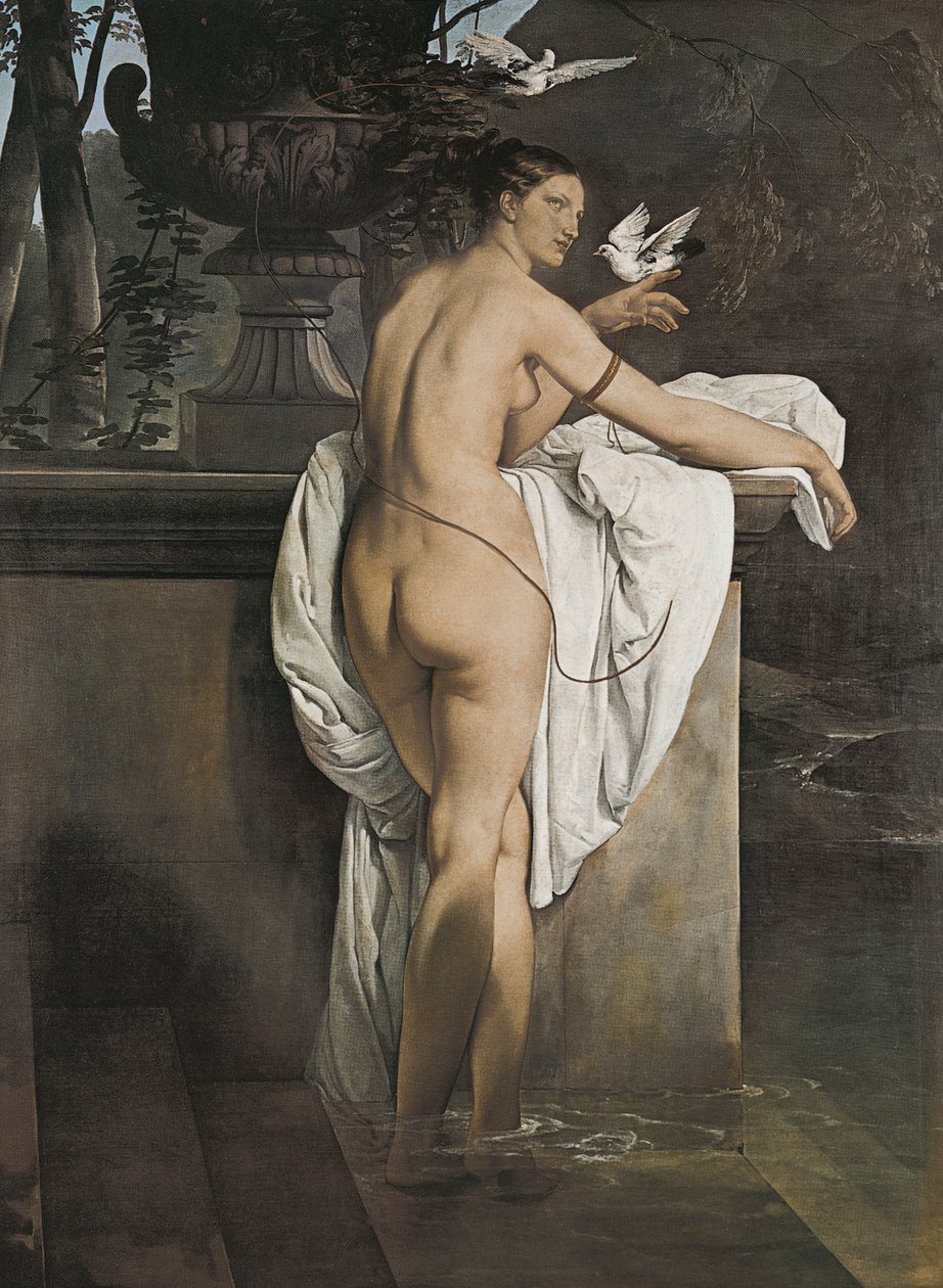 Porträtt av ballerinan Carlotta Chabert som leker med duvor av Francesco Hayez