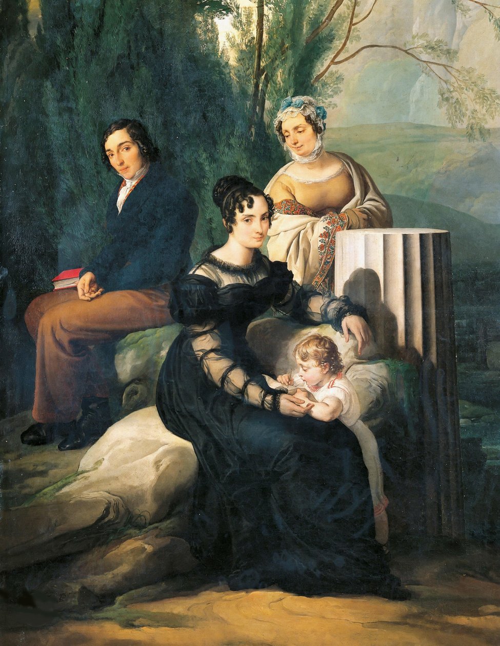 Porträtt av familjen Borri Stampa, 1822. av Francesco Hayez