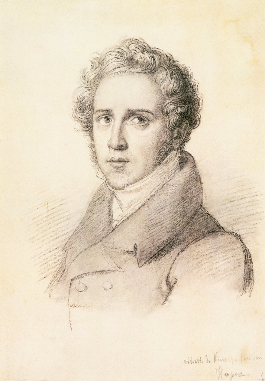 Porträtt av den italienska kompositören Vincenzo Bellini (Catania av Francesco Hayez