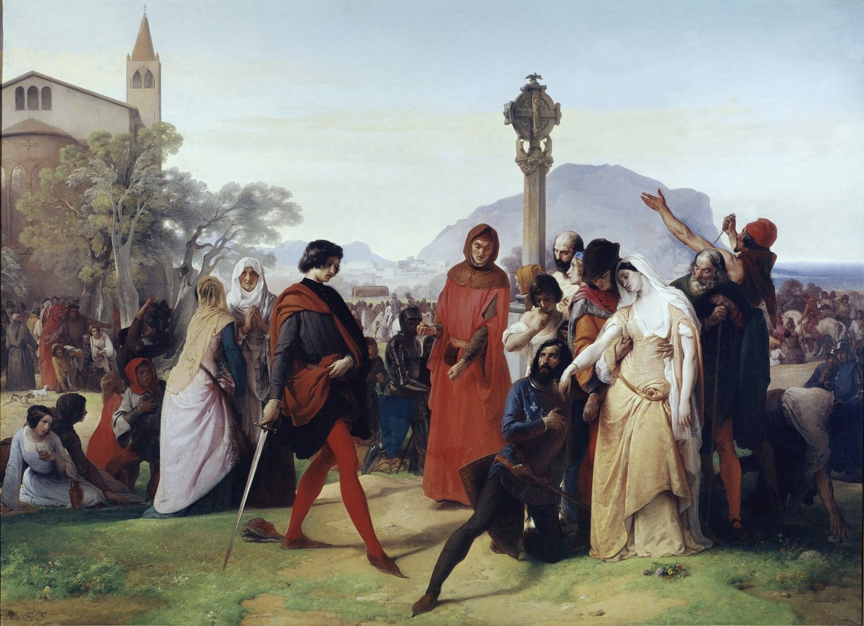 Sicilianska vesper: Påsktisdagen - De franska massakrerna av sicilianerna, 31 mars av Francesco Hayez