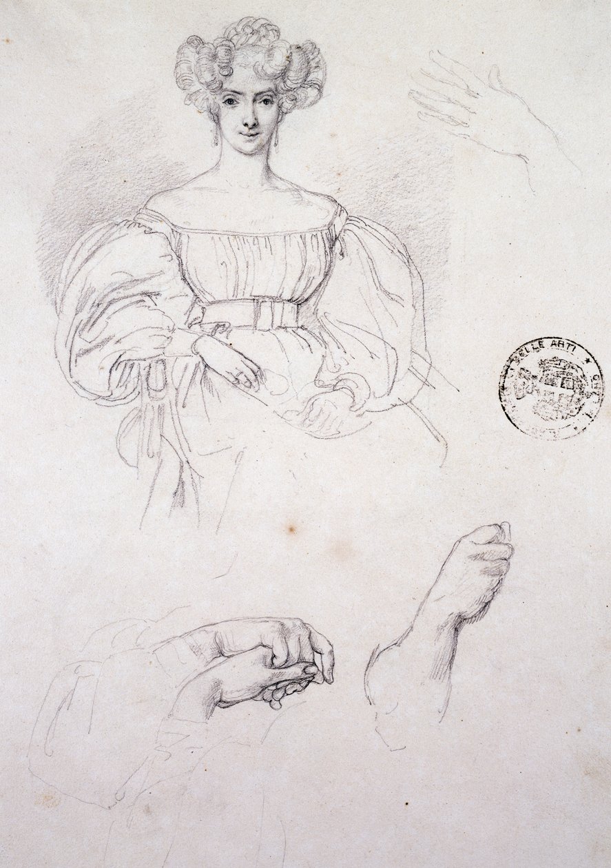 Studie för Porträtt av kvinna av Francesco Hayez