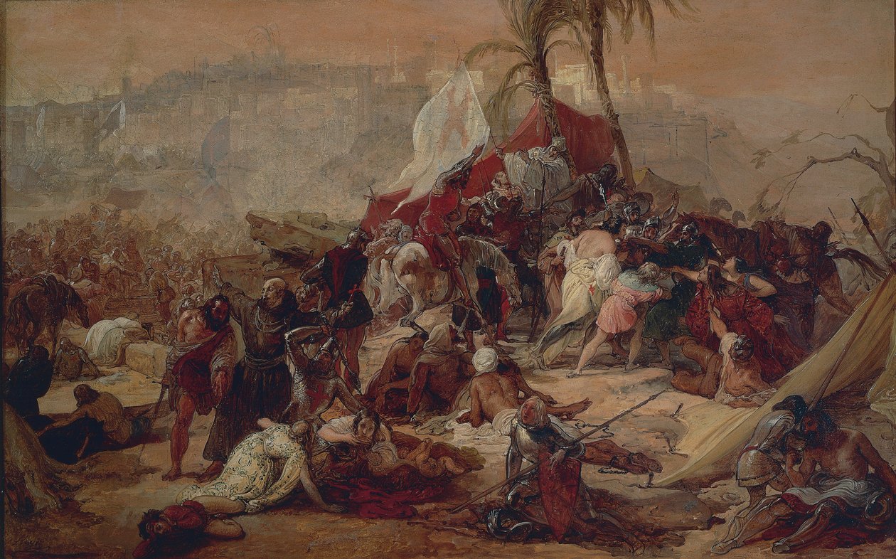 De första korsfararnas törst led i Jerusalem, av Francesco Hayez av Francesco Hayez