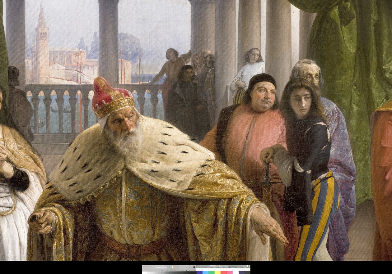 Det sista mötet mellan Jacopo Foscari och hans familj innan exilen, 1838-40 av Francesco Hayez