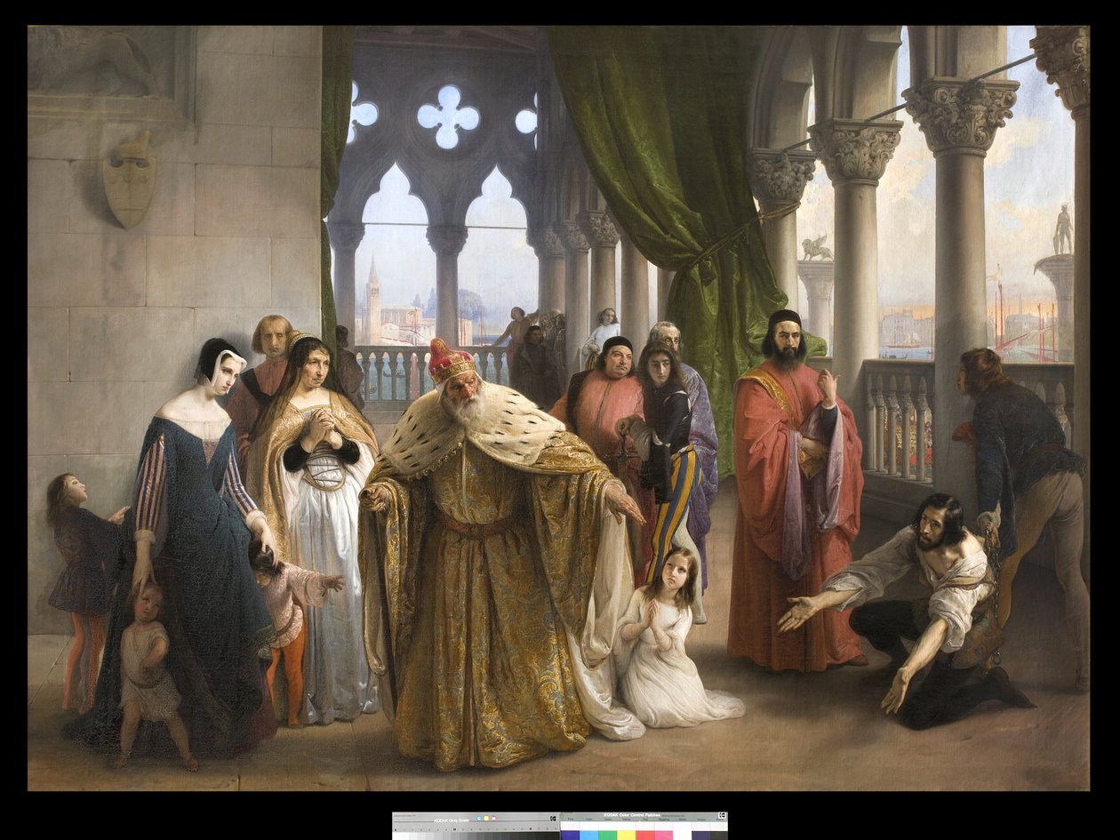 Det sista mötet mellan Jacopo Foscari och hans familj innan exilen, 1838-40 av Francesco Hayez