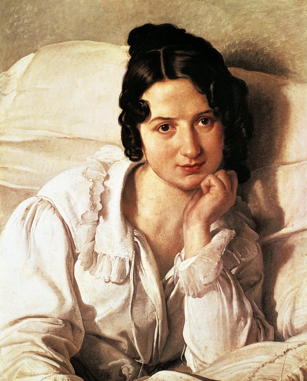 Den sjuka kvinnan, porträtt av Carolina Zucchi av Francesco Hayez (1791-1882), olja på duk, 60x495 cm av Francesco Hayez