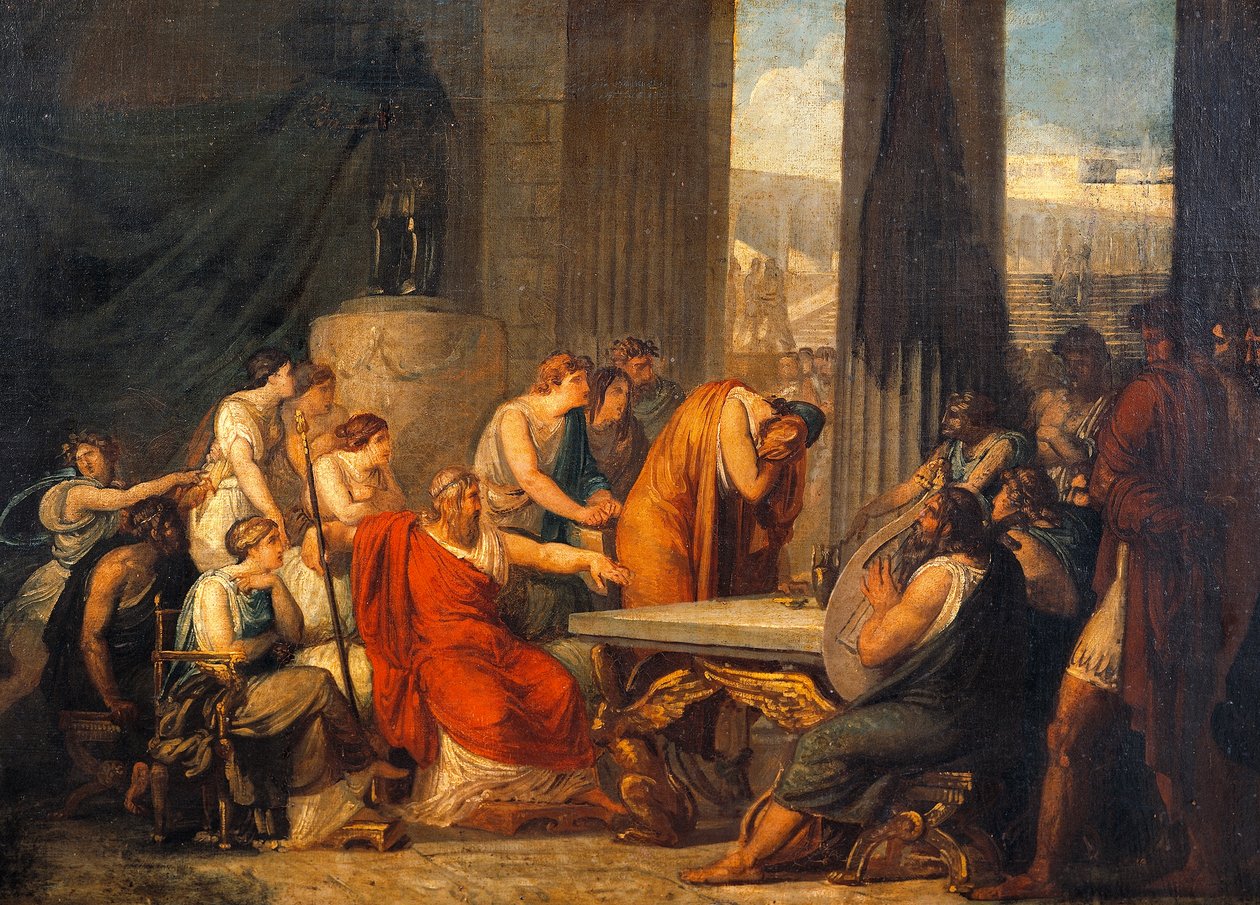 Ulysses vid hovet i Alcinous av Francesco Hayez (1791-1882), olja på duk, 69x98 cm av Francesco Hayez