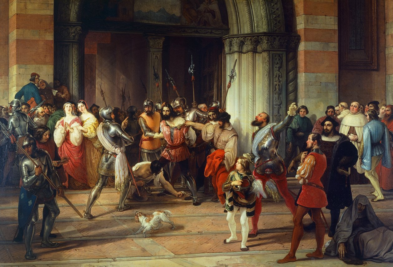 Ventura Fenaroli arresterad i Carmine Church i Brescia av fransmännen, av Francesco Hayez av Francesco Hayez