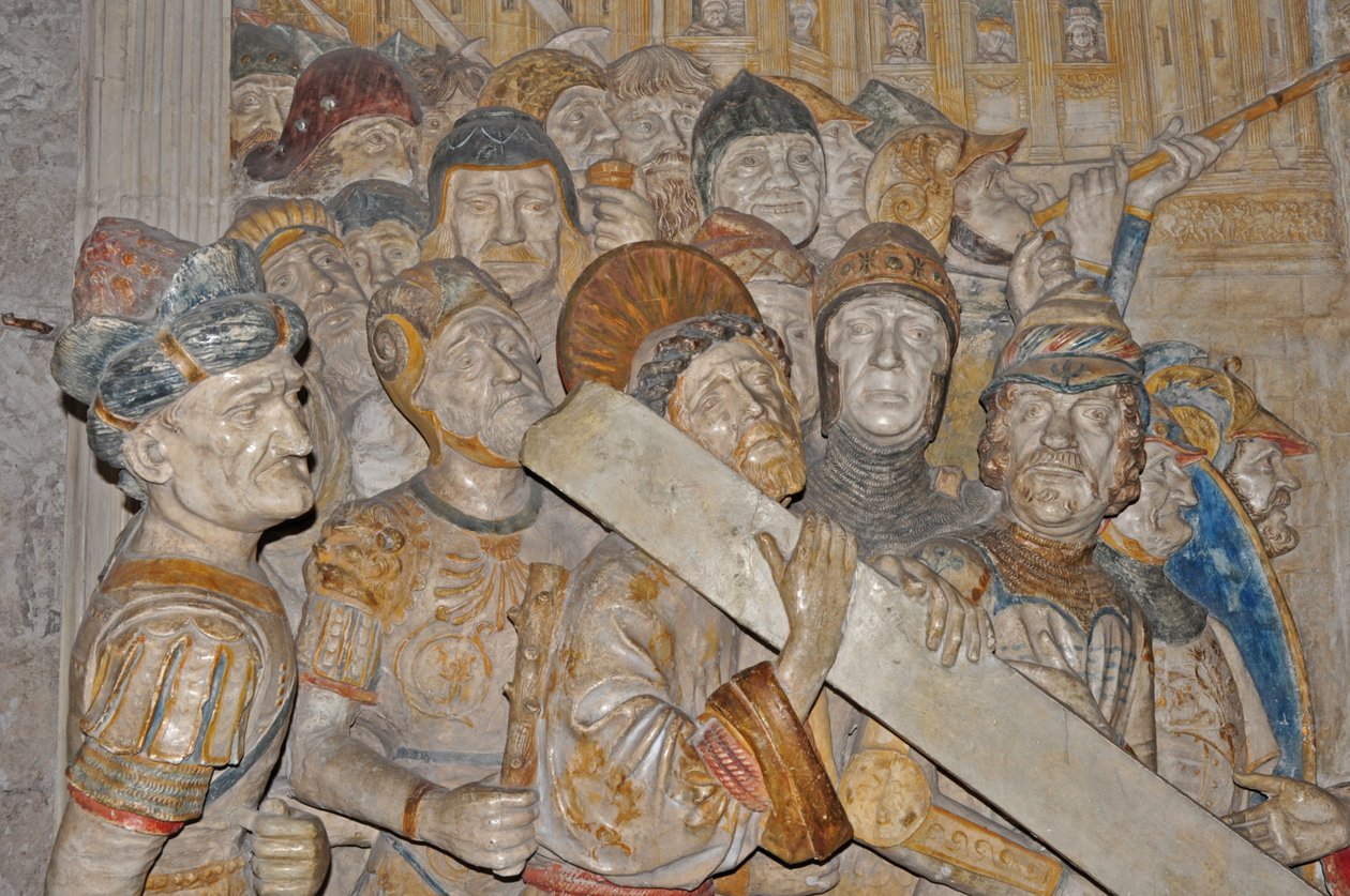 Frankrike, Avignon, Palace des Papes (1334), marmorristning av korsets väg från Celestine Convent i Avignon av Francesco Laurana (beställd 1478) av Francesco Laurana