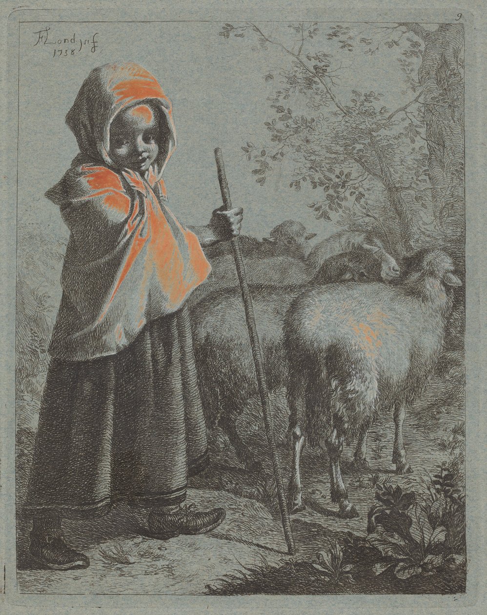Barn herdinna med flock av Francesco Londonio