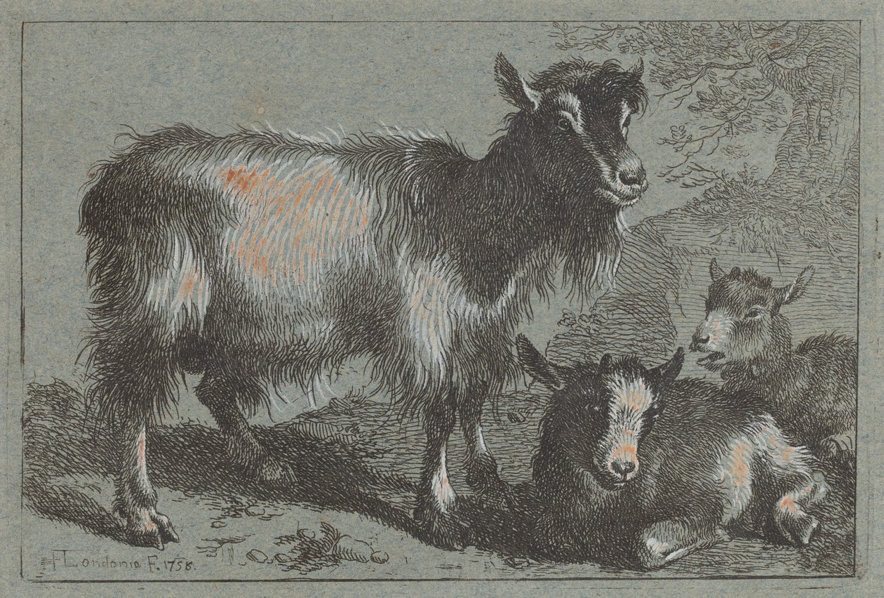 Get och två ungar, 1758. av Francesco Londonio