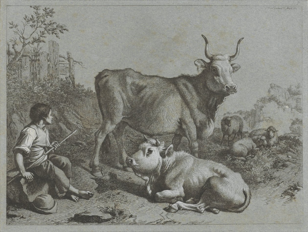 Herdepojke med två oxar och tre får Shepherd-scener (serietitel) av Francesco Londonio