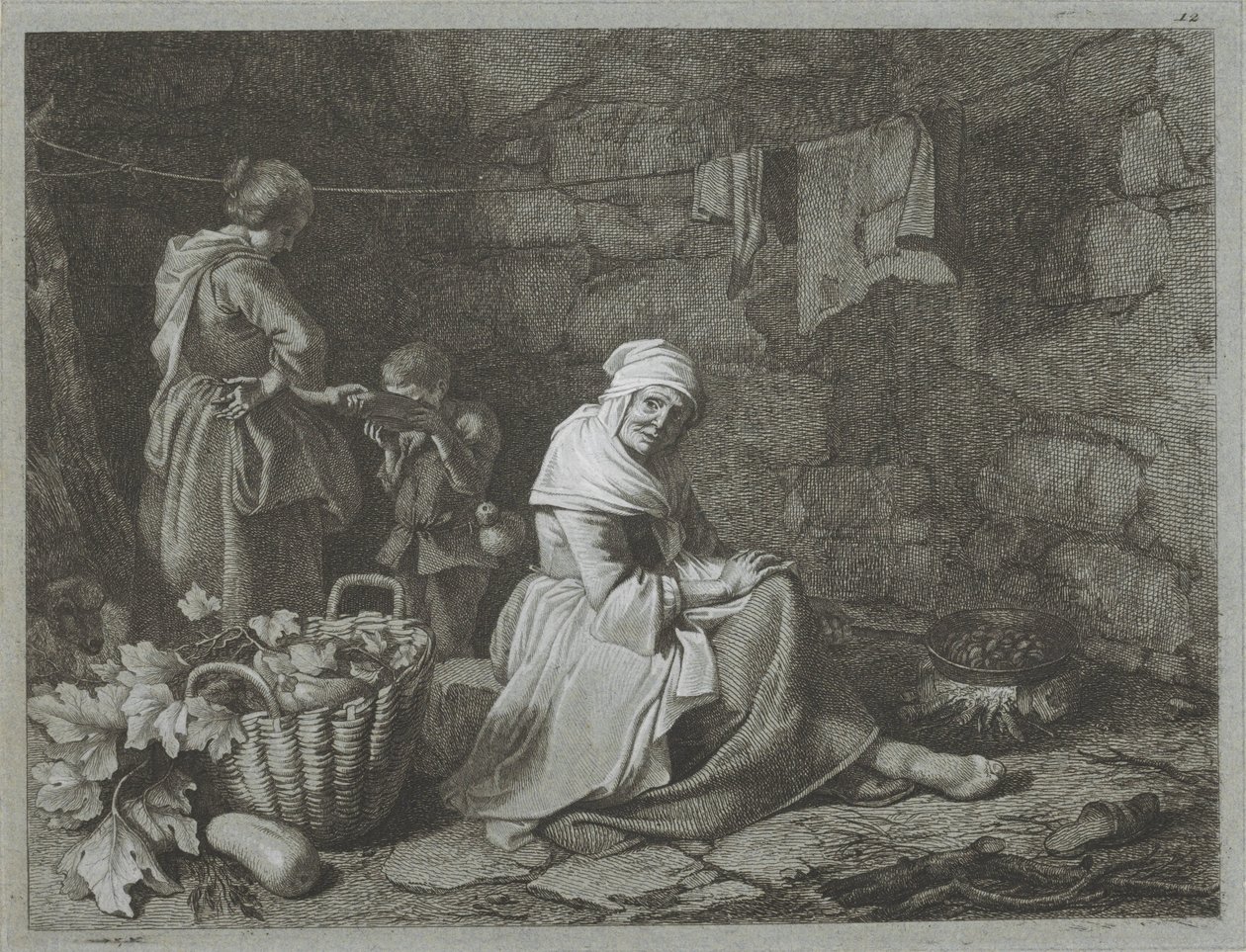 Interiör bondgård Shepherd-scener (serietitel) av Francesco Londonio