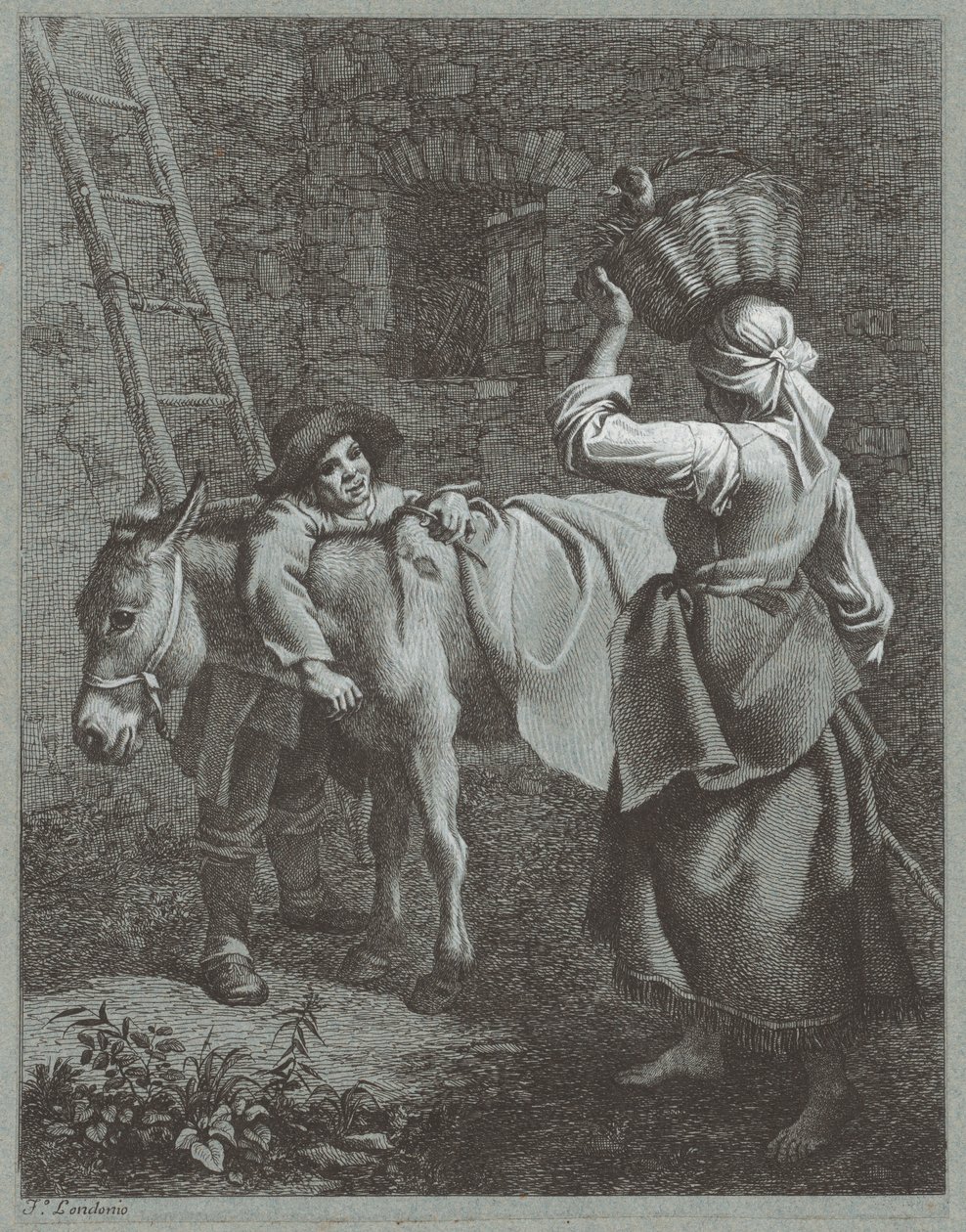 Herdepojke som talar till en bondflicka, 1764. av Francesco Londonio