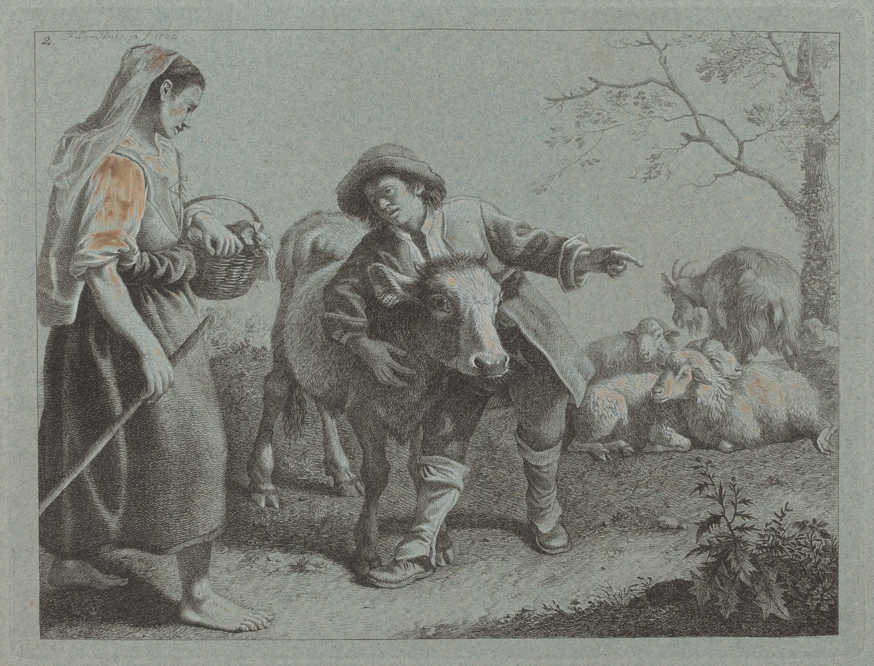 Herde som pekar ut riktningen till en herdinna, 1762. av Francesco Londonio