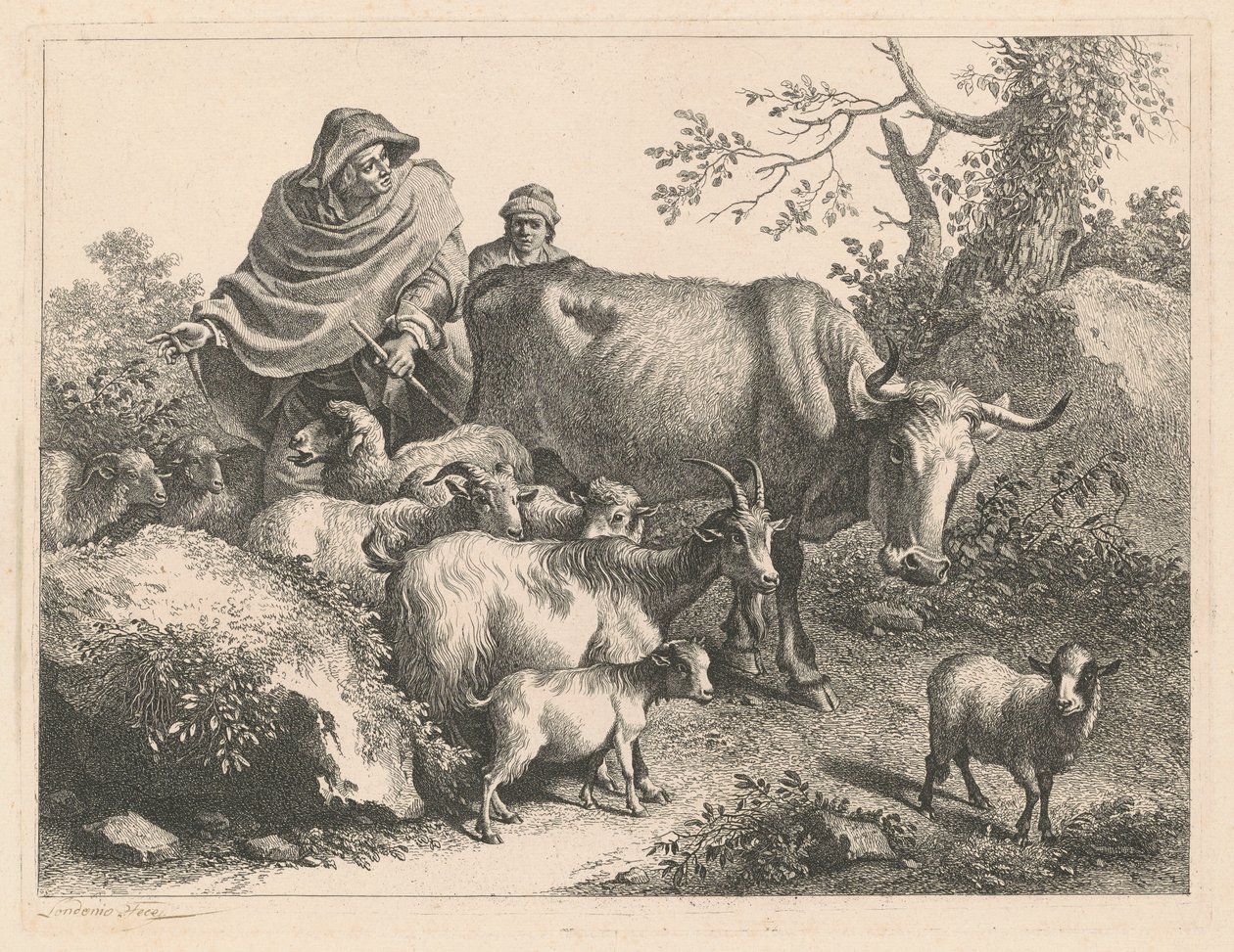Herde som bär en udde som driver en flock, efter 1776. av Francesco Londonio