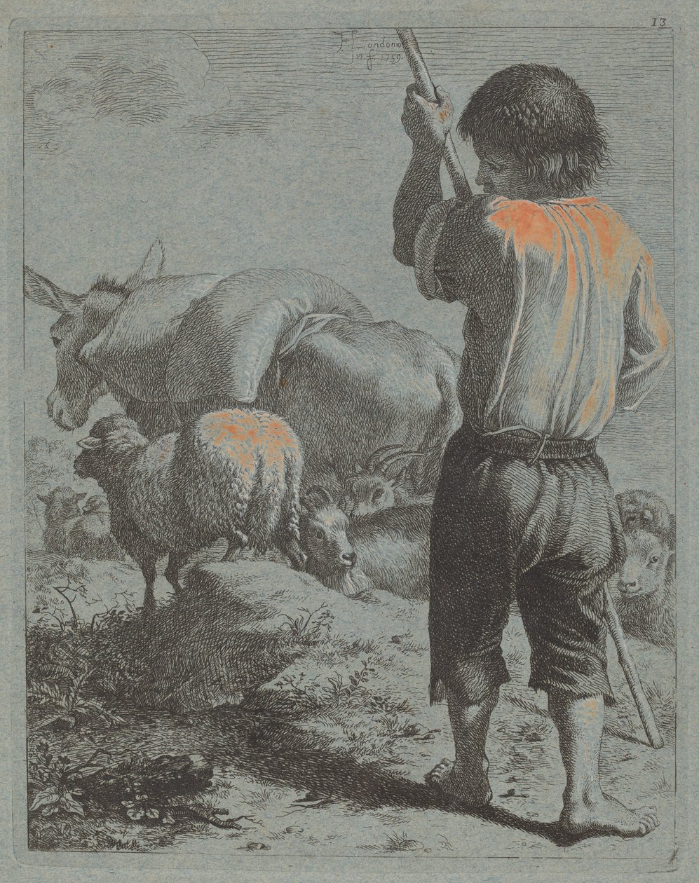 Herde med åsna, får och get, 1759. av Francesco Londonio