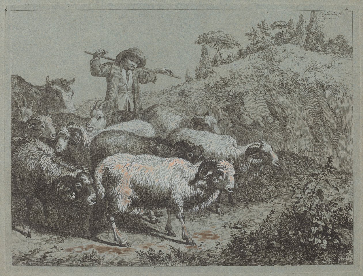 Herde med sin flock. av Francesco Londonio