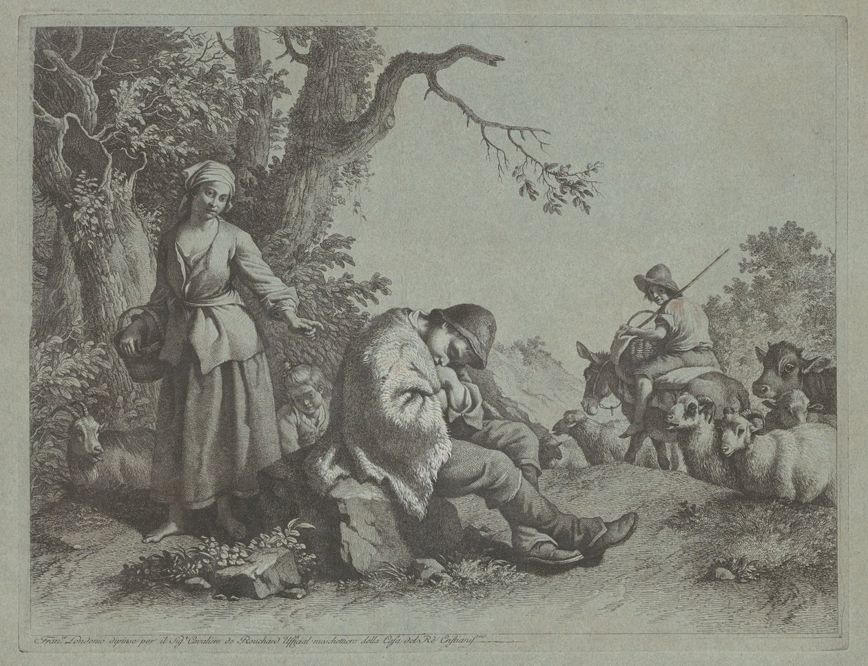 Sovande herdepojke och kvinna med ett barn, 17591782. av Francesco Londonio