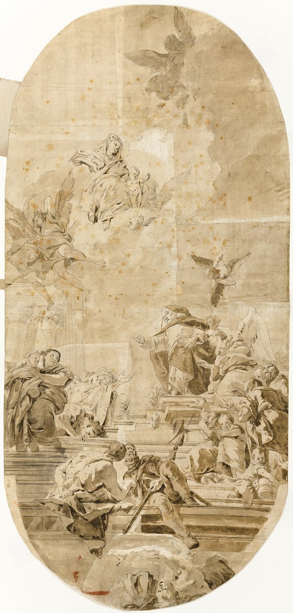 Studie för instiftande av rosenkransen av Saint Dominic av Francesco Lorenzi