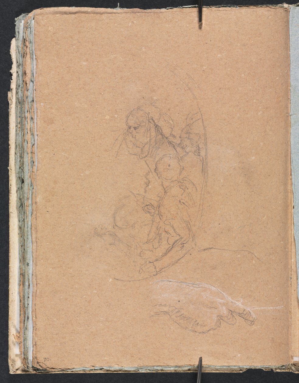 Verona Skissbok: Figurer i en rundel med studie av en hand sida 70, 1760. av Francesco Lorenzi