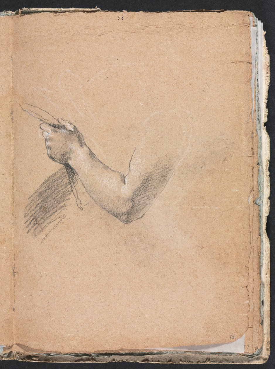 Verona Skissbok: Vänster arm och hand sida 75, 1760. av Francesco Lorenzi