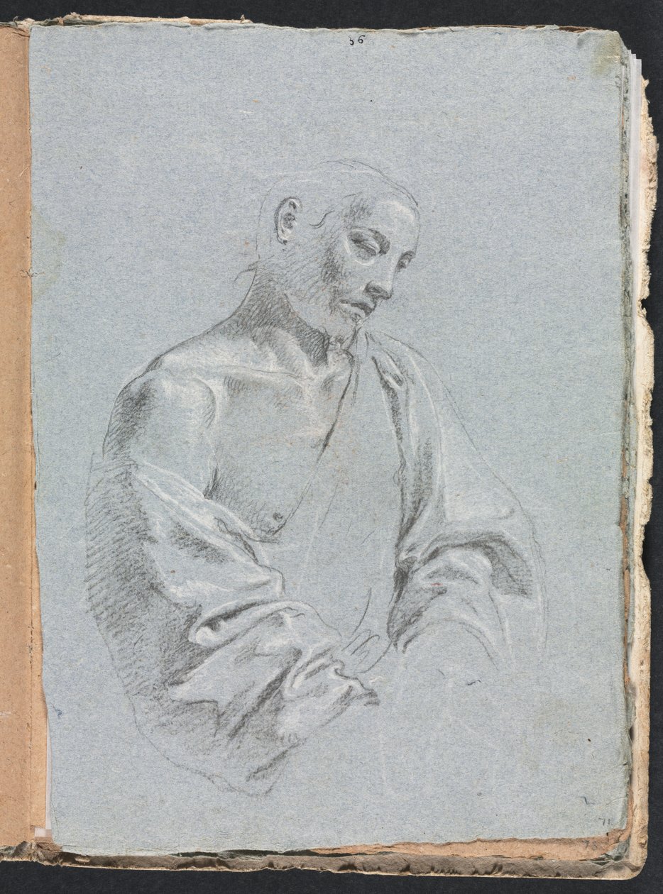 Verona Skissbok: Mansfigur med draperi (sida 71) av Francesco Lorenzi