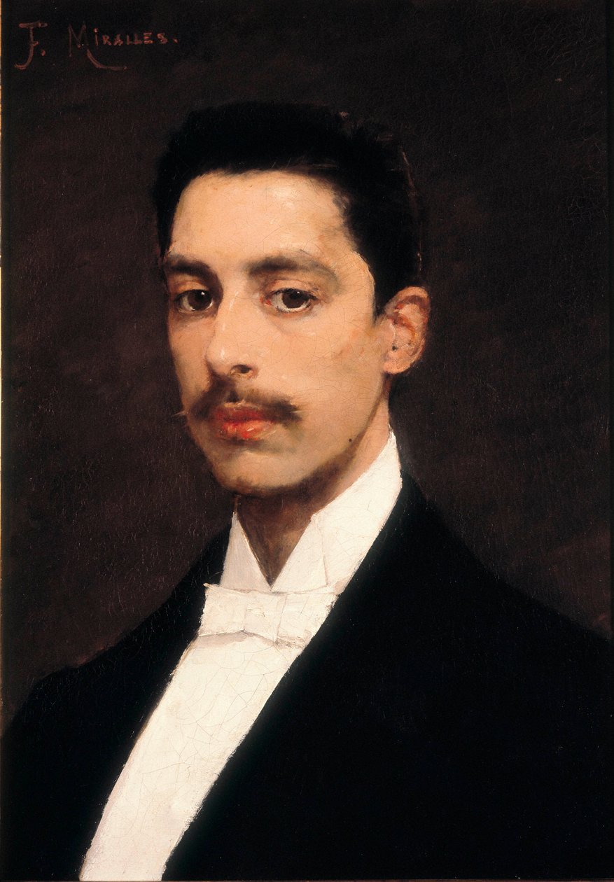 Porträtt av Enrique Granados (1867-1916), spansk pianist och kompositör, sent 1800-tal (målning) av Francesco Miralles Galaup