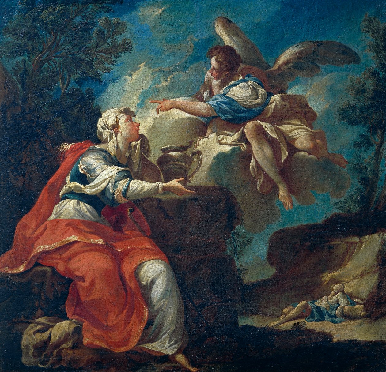 Ängel tröstar Hagar i öknen av Francesco Monti