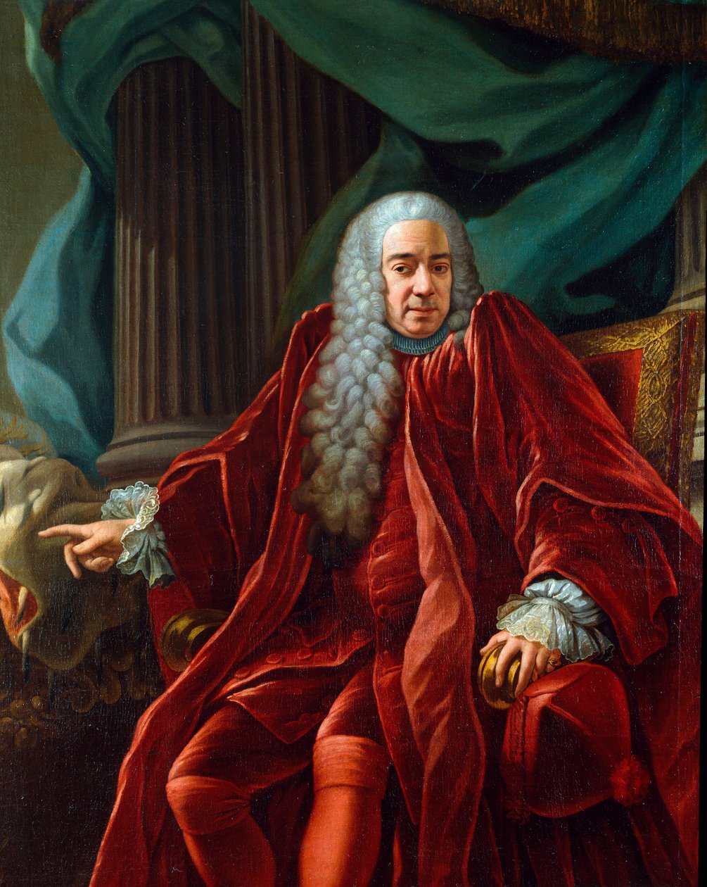 Porträtt av Agostino Viale (1692-1777) doge av republiken gener från 1750 till 1752 Målning av Francesco Narice (ca 1719-1785) 1750 ca. Sol. 153x122 cm Sestri Levante, Galleria Rizzi av Francesco Narice