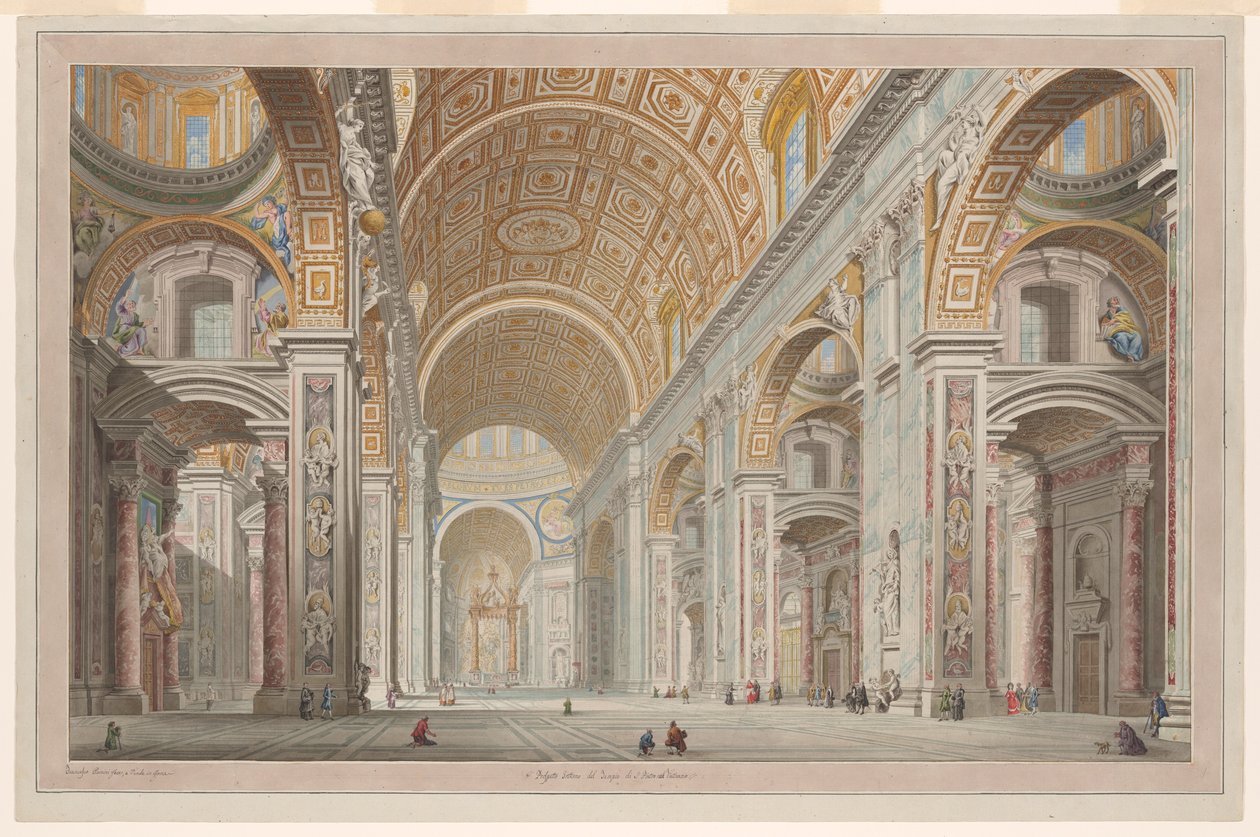 Interiörvy av Peterskyrkan i Vatikanen av Francesco Panini