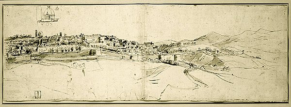 Utsikt över Rom (penna och bläck och tvätt på papper) av Francesco Panini