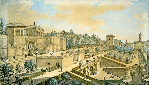 Utsikt över Rom (akvarell på papper) av Francesco Panini
