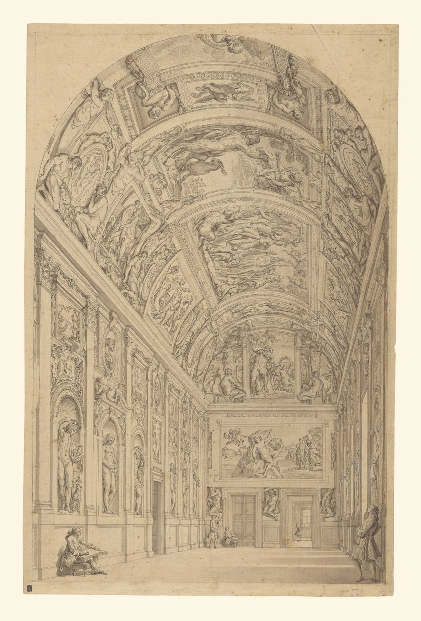 Vy över Farnese-galleriet, Rom av Francesco Panini