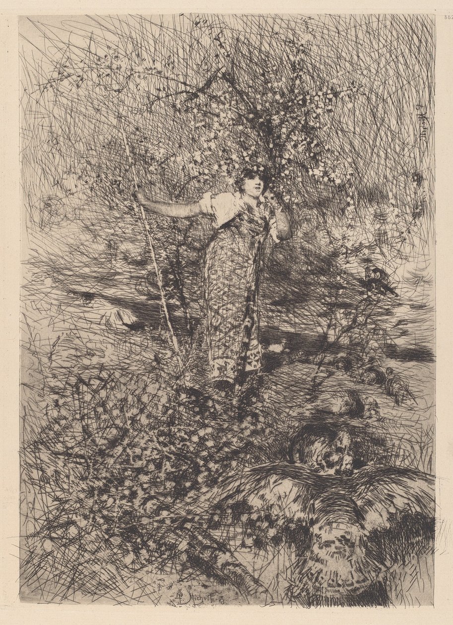 Keeper of the Turkeys [Gardeuse de dindons] av Francesco Paolo Michetti