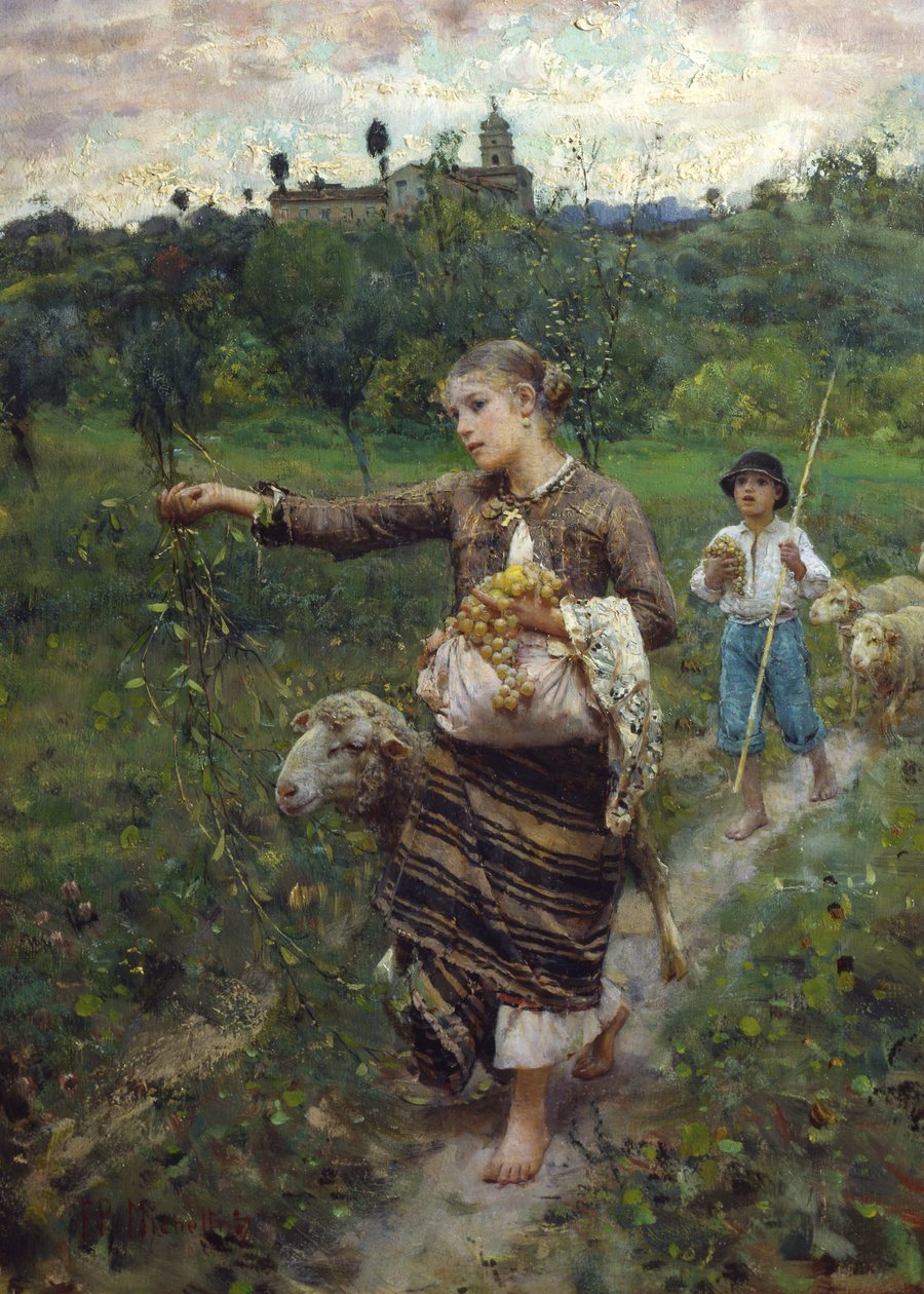 Herdinnan (olja på duk) av Francesco Paolo Michetti