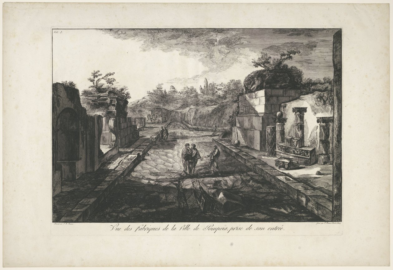 Utsikt över ruinerna av Pompeji Utsikt över fabrikerna i staden Pompeia, tagen från dess entré (titel på objektet) av Francesco Piranesi