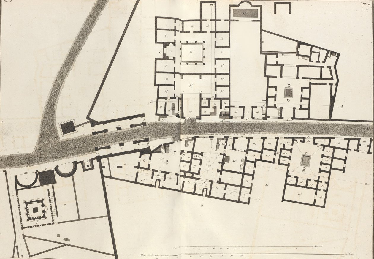 Stor plan över infarten till staden Pompeji och dess omgivande byggnader, från Ant..., 1804. av Francesco Piranesi