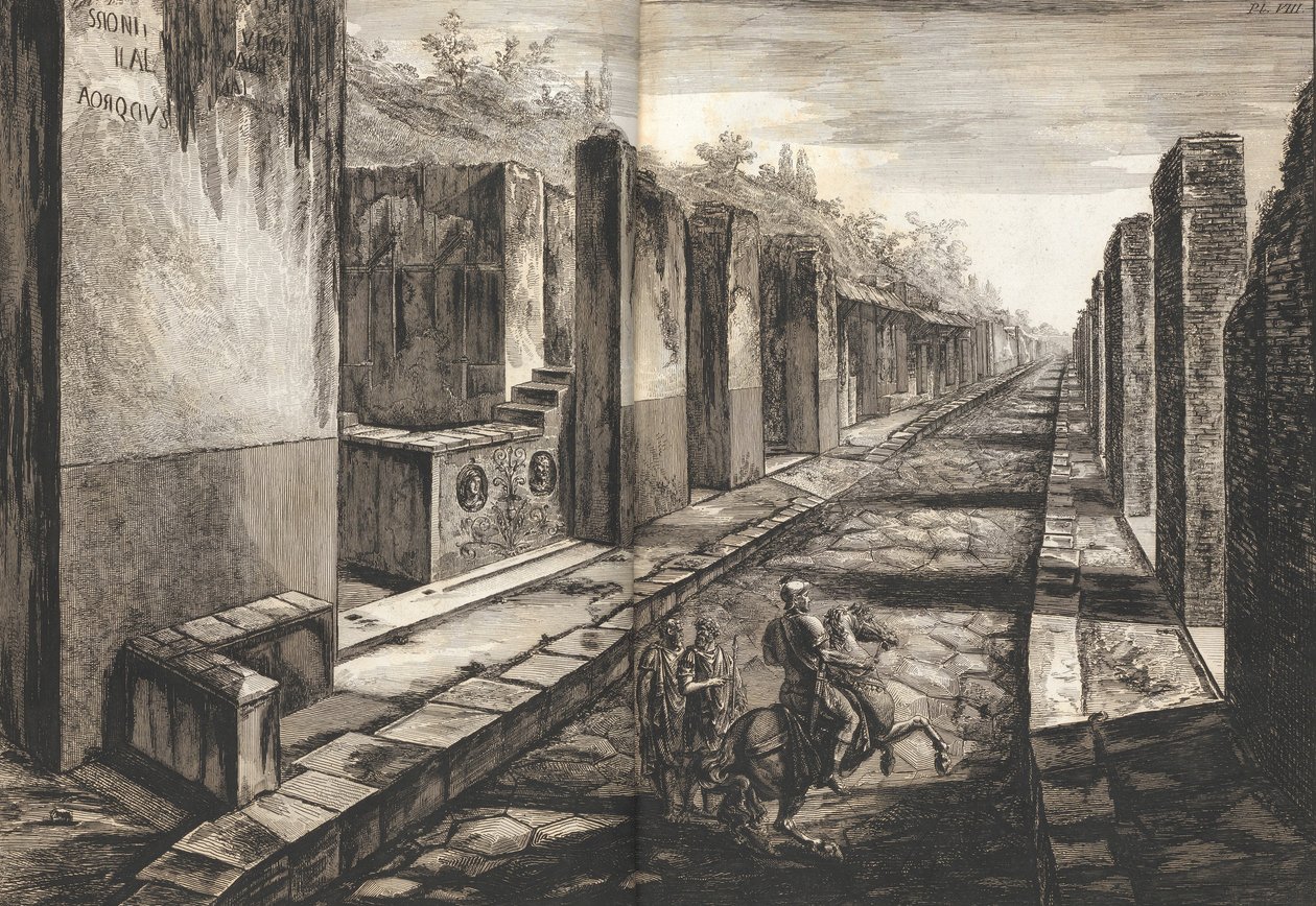 Utsikt från gatan som går in under porten till staden Pompeji, med foten pa..., 1804. av Francesco Piranesi