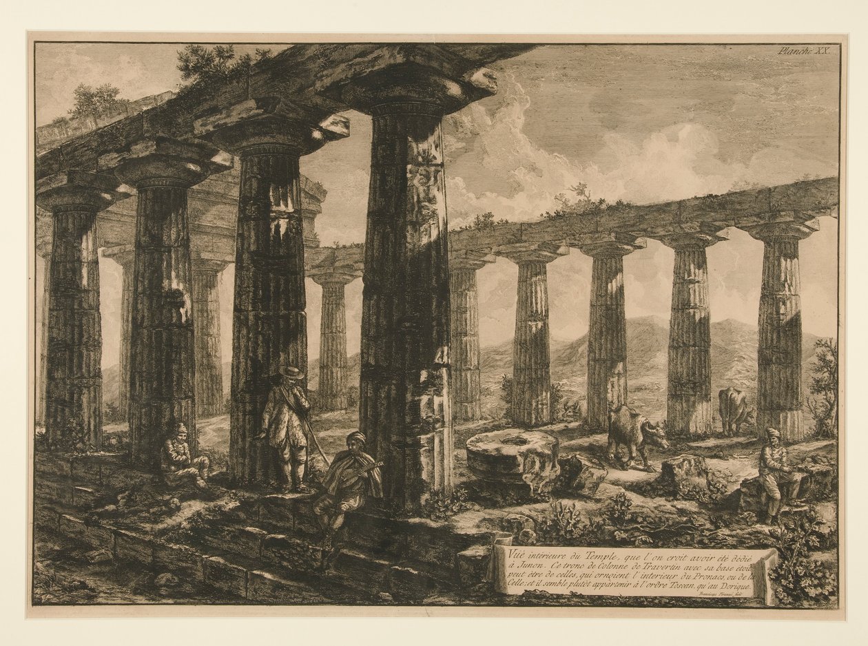 Inre vy av templet, att av Francesco Piranesi