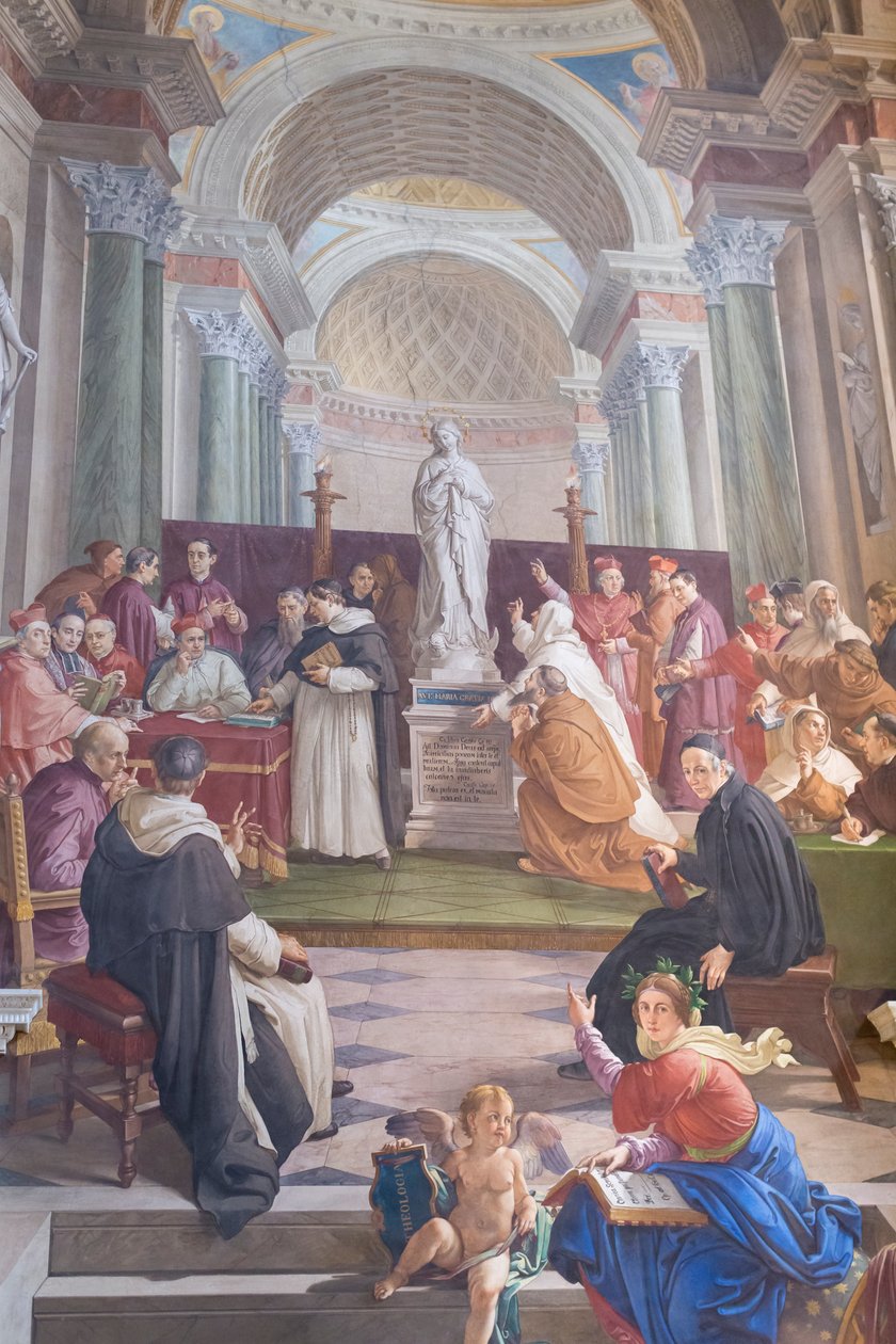 Diskussion om den obefläckade befruktningen (fresk) (detalj av 3362150) av Francesco Podesti