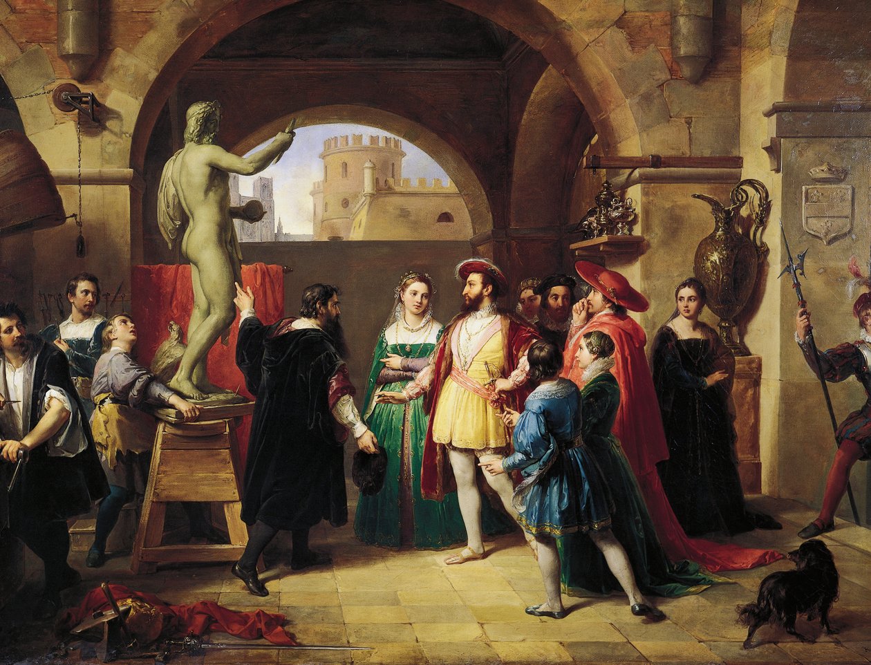 Francesco I (kung av Frankrike) i Benvenuto Cellinis studio av Francesco Podesti