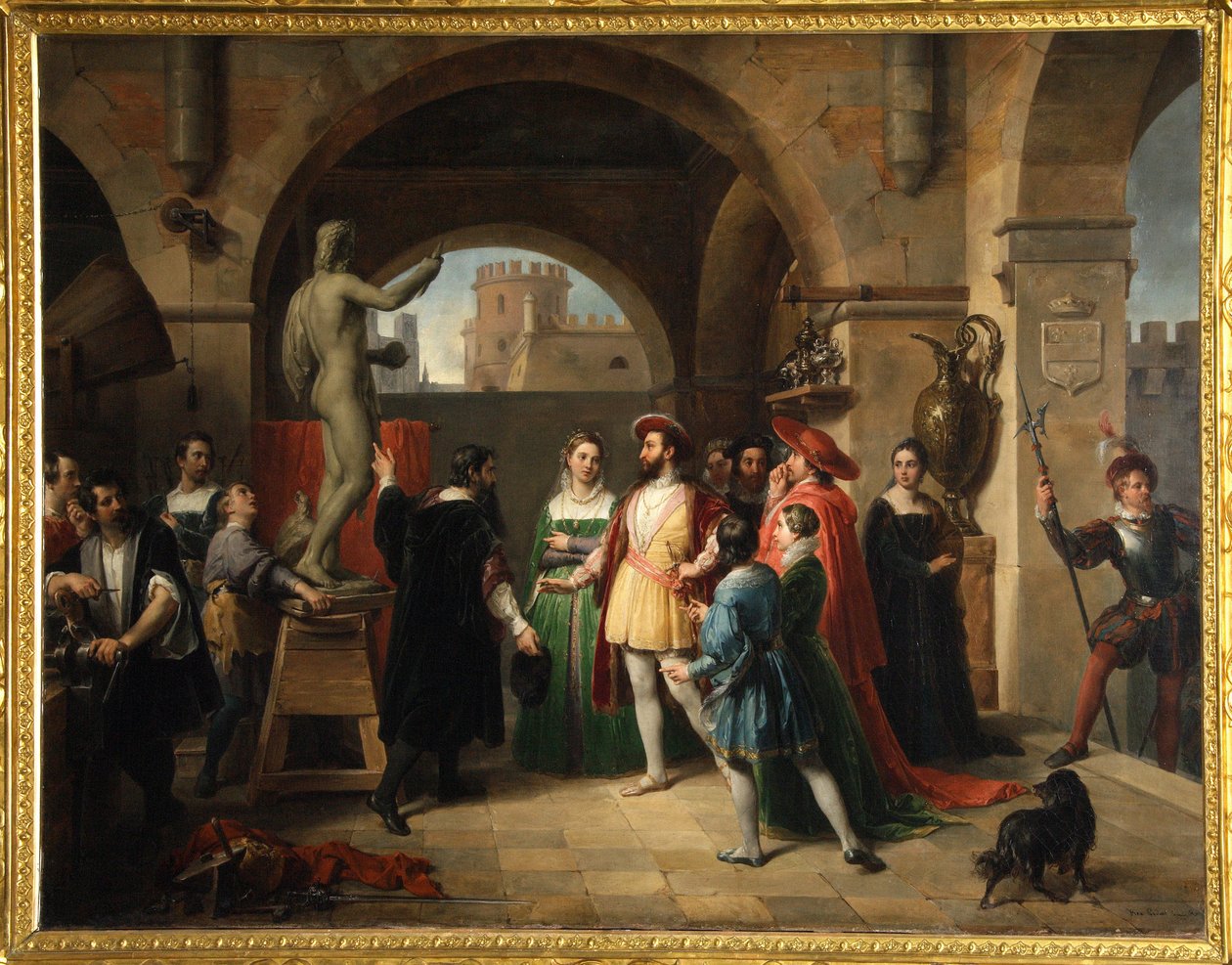 Francis I i Benvenuto Cellinis studio av Francesco Podesti
