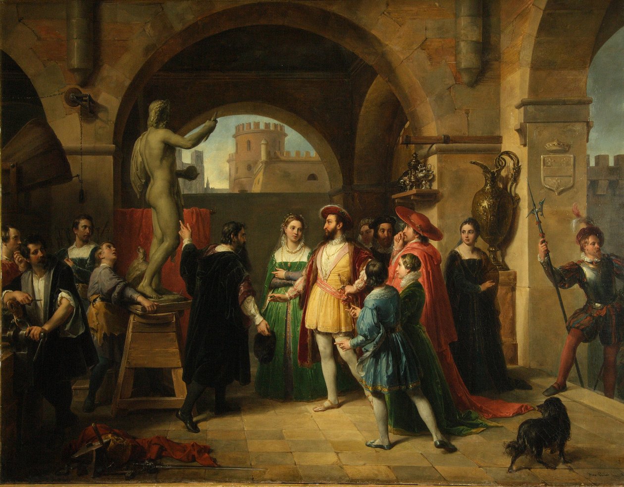 Francis I i Benvenuto Cellinis studio, 1837 av Francesco Podesti