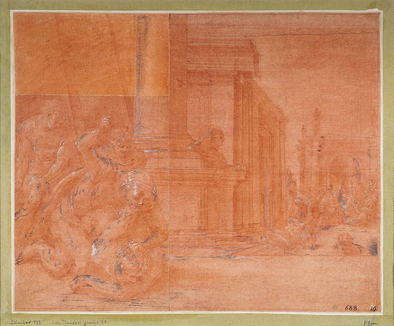 Odysseus bekämpft den Bettler Irus av Francesco Primaticcio
