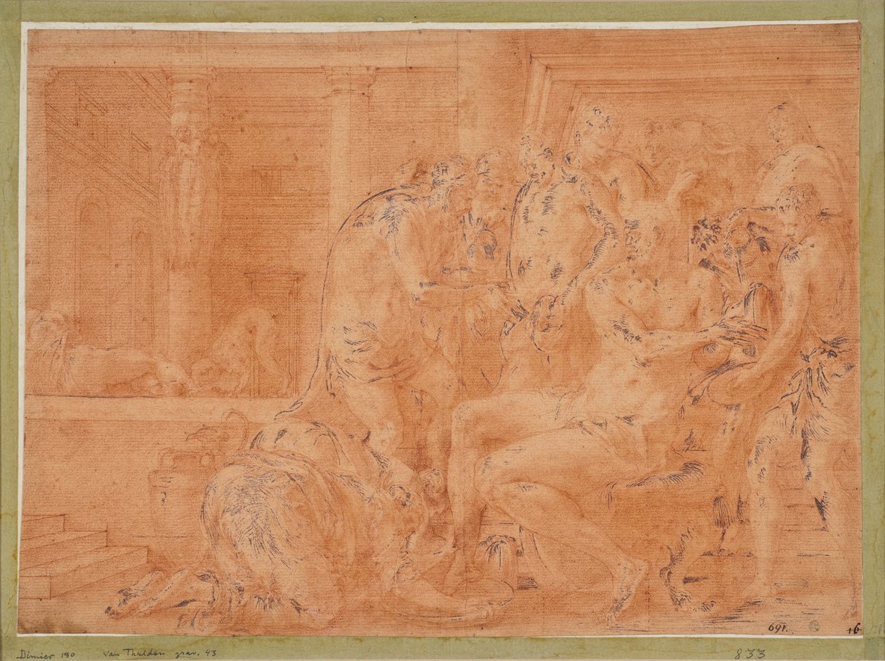 Odysseus wäscht seine Hände av Francesco Primaticcio
