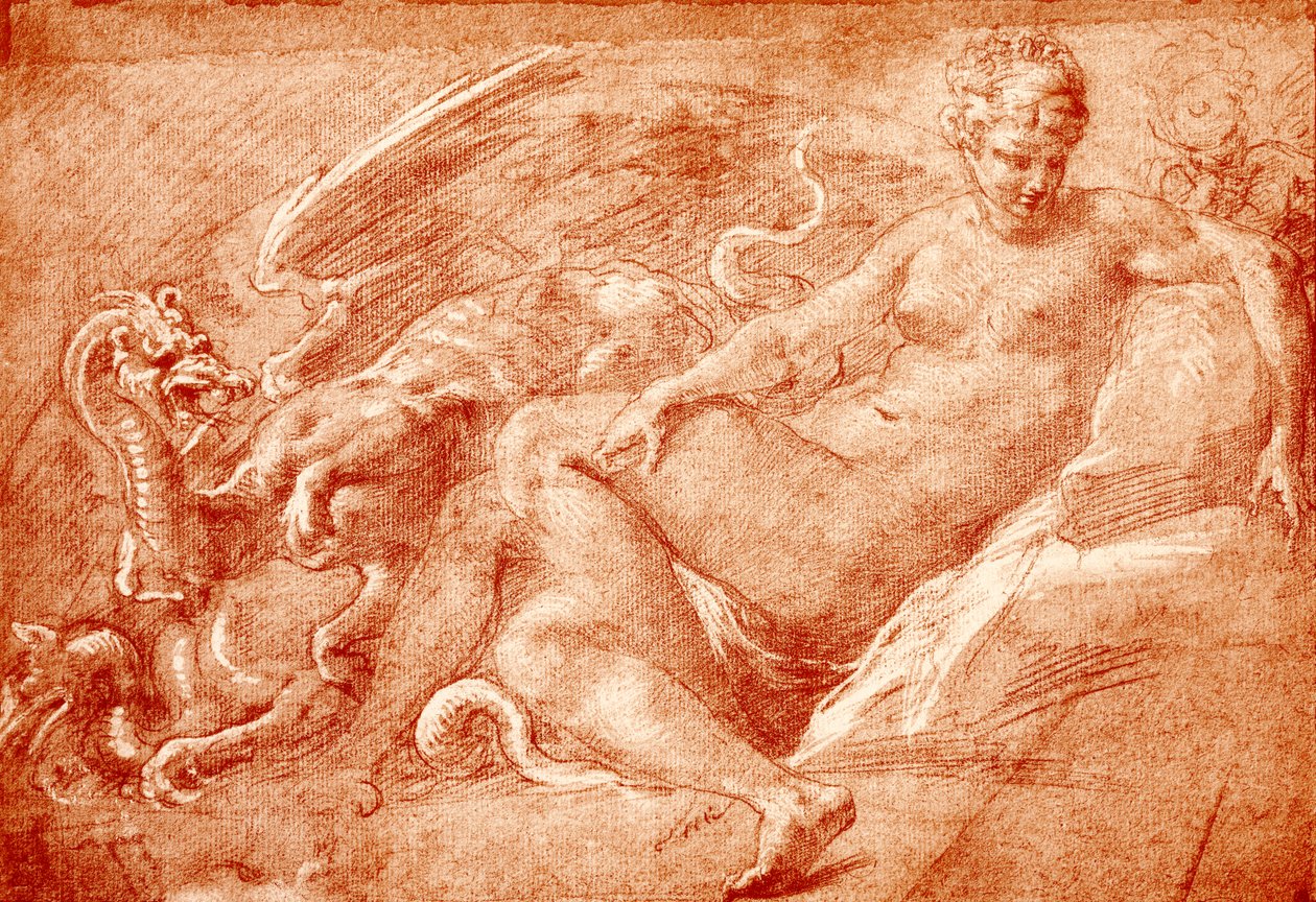 Studera till Ceres på drakvagnen av Francesco Primaticcio