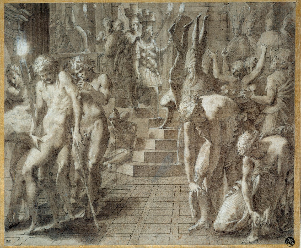 Persepolis maskerad. Teckning av Francesco Primaticcio känd som The Primatice (1504-1570) av Francesco Primaticcio