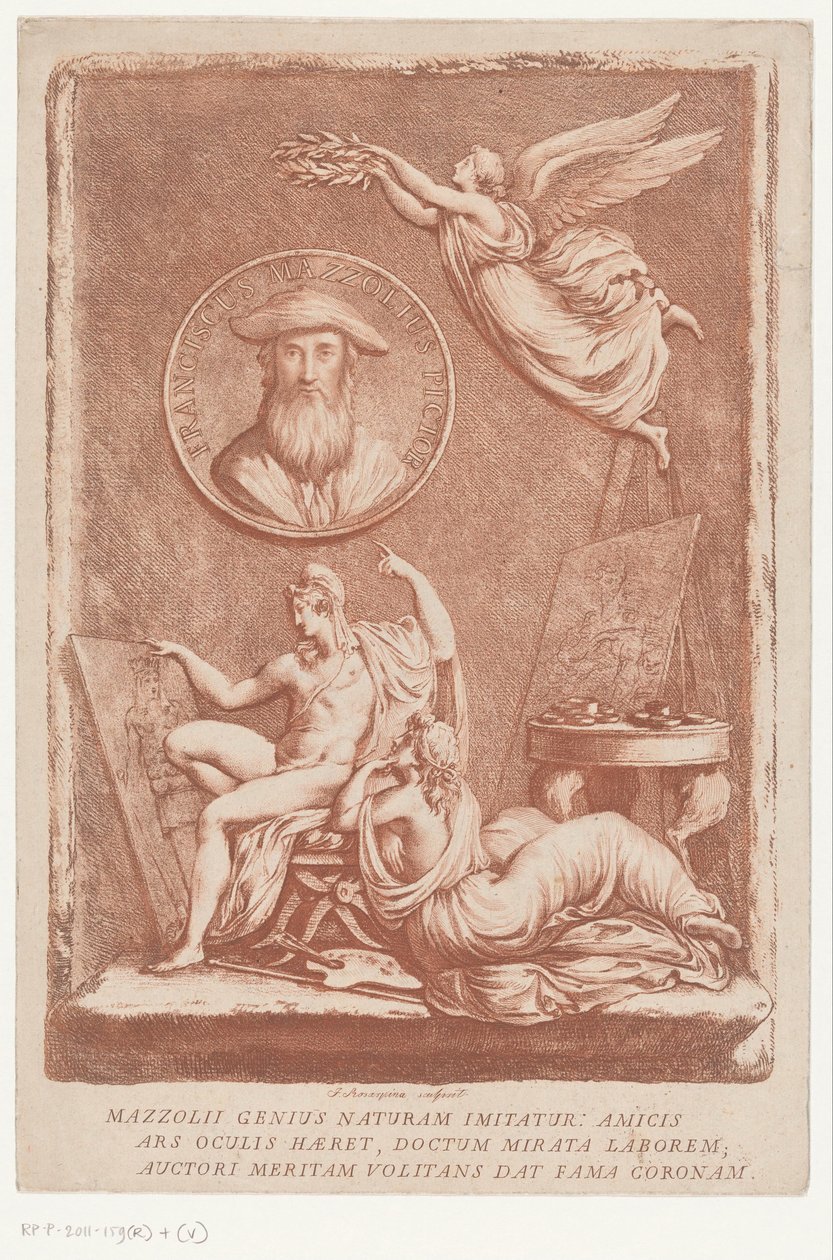 Allegori över konstnären Francesco Mazzoli, känd som Parmigianino av Francesco Rosaspina